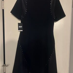 DKNY Black Dress with Stud Accents